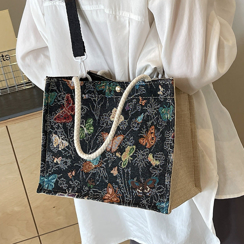 Damen Tasche mit floralem Muster und robusten Tragegriffen Nord Taschen