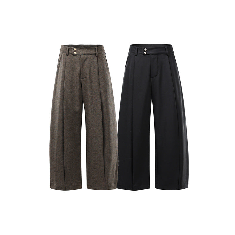 Damen Hochtaillierte Culotte-Hose mit Mittelnaht, Bügelfalte und Doppelknopfbund Nord Taschen