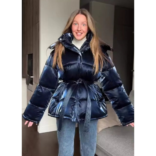 Damen Stepp-Winterjacke mit Taillenkordel und hohem Stehkragen Nord Taschen