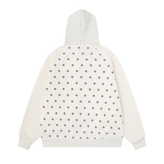 Damen Gepunktete Zip-Kapuzenjacke mit Schleifen-Taschen und Raglanärmeln Nord Taschen