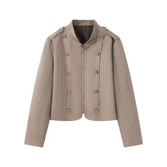 Damen Kurzjacke im Military-Stil mit Stehkragen und Zierknopfreihe Nord Taschen