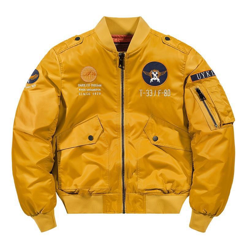 Herren Aviator-Bomberjacke im Military-Look mit gestepptem Thermofutter und Schulterpatches Nord Taschen