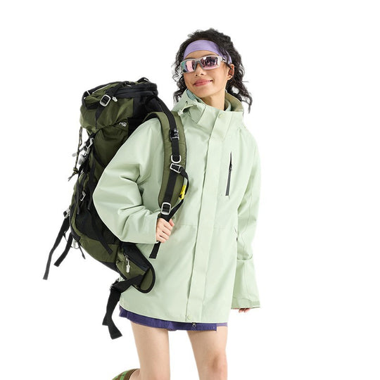 Damen Leichte wasserdichte Parka-Kapuzenjacke mit versiegelten Nähten und Kordelzug Nord Taschen