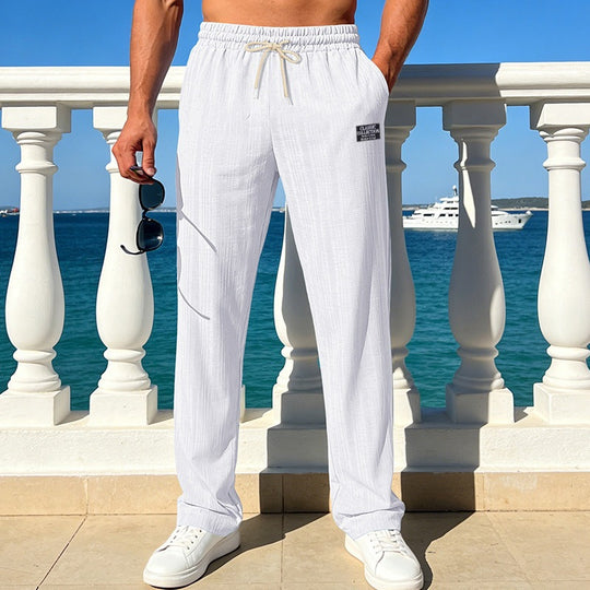 Herren Leichte Relax-Loungehose aus Strukturjersey mit Tunnelzug und geradem Bein Nord Taschen
