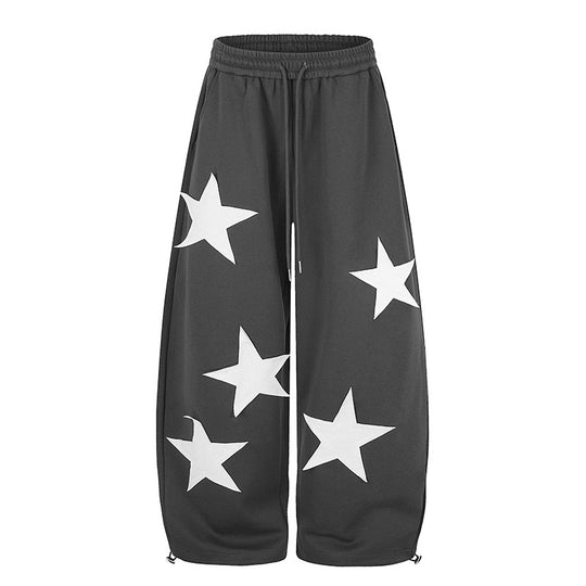 Damen weite Stern-Print Jogginghose mit Tunnelzug, Kordel und verstellbarem Saum Nord Taschen