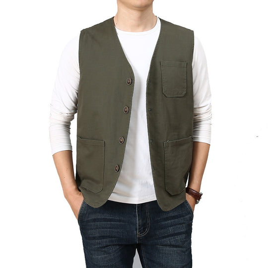 Herren Utility-Weste mit gestreiftem Innenfutter aus Baumwoll-Canvas Nord Taschen