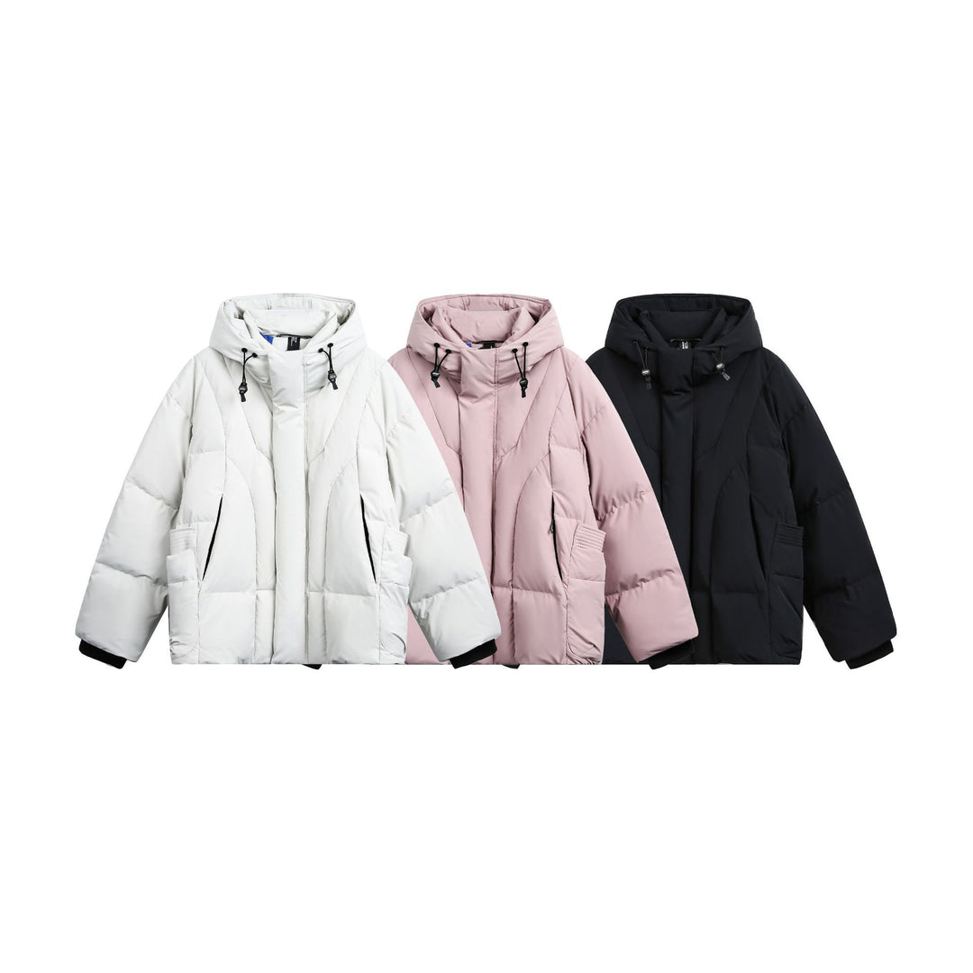 Damen weit geschnittener Steppparka mit hohem Kragen, Kapuze und Cargo-Taschen Nord Taschen
