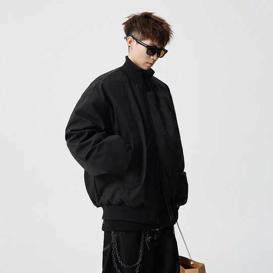 Herren Oversized Bomberjacke mit wattierter Füllung und geripptem Saum Nord Taschen