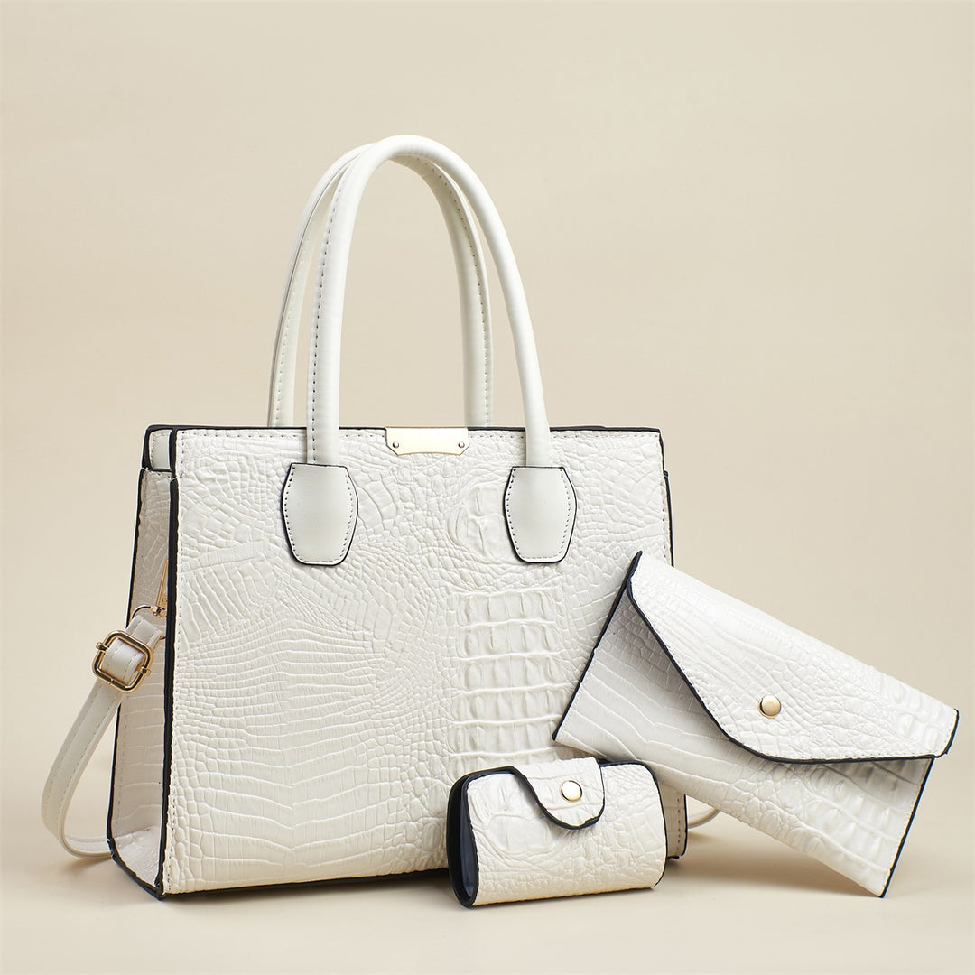 Damen elegante Handtasche im luxuriösen Kroko-Stil mit abnehmbarer Clutch Nord Taschen