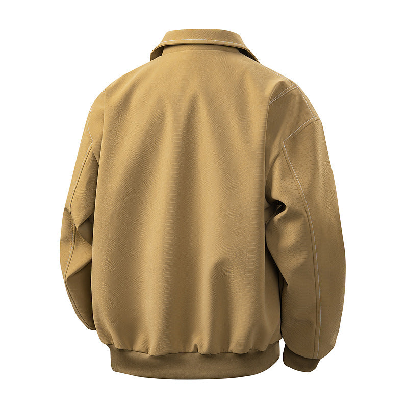Herren Boxige Utility-Bomberjacke mit aufgesetzten Pattentaschen, verdecktem Zwei-Wege-Reißverschluss & strukturierter Canvas-Optik Nord Taschen