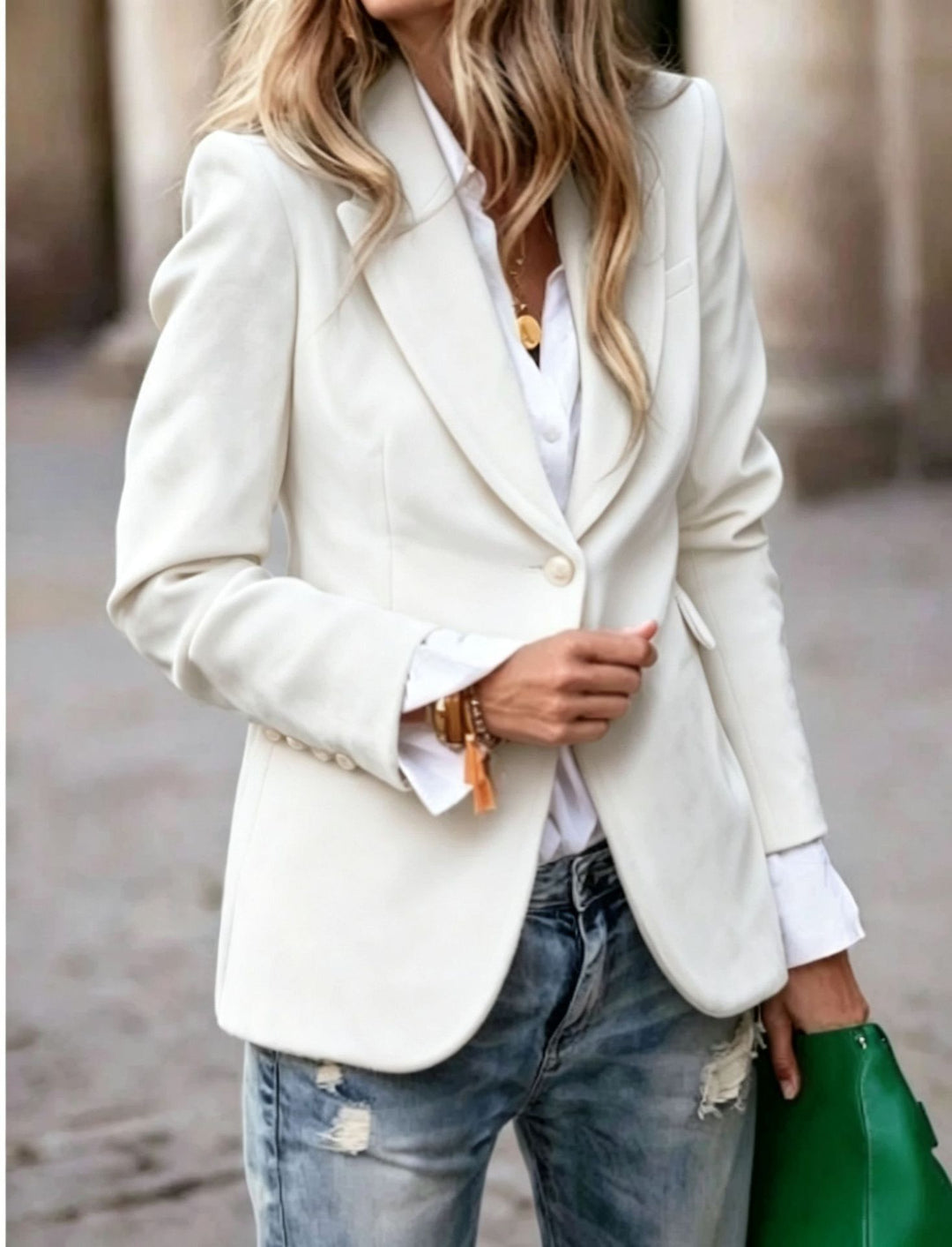 Damen Eleganter taillierter Samtblazer mit Notch-Revers und Single-Button Nord Taschen