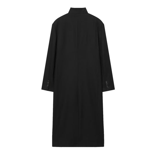 Damen Langer Mantel mit Mandarin-Kragen, minimalistischer Silhouette und verdeckter Knopfleiste Nord Taschen