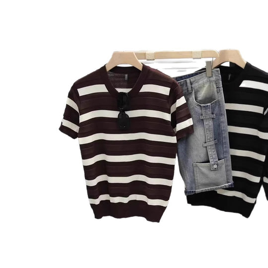 Herren Gestreiftes Kurzarm-Shirt Nord Taschen