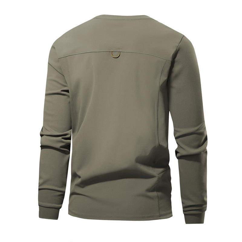 Herren Atmungsaktives Langarm-Technikshirt mit Rundhals und seitlicher Utility-Tasche Nord Taschen