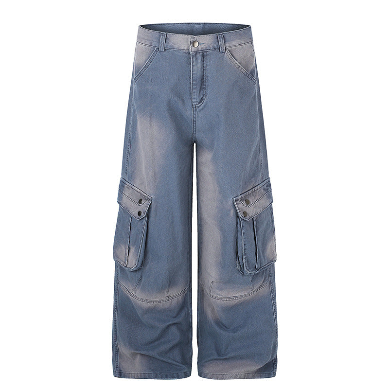 Damen Weite Cargo-Denim-Culotte mit Utility-Taschen Nord Taschen