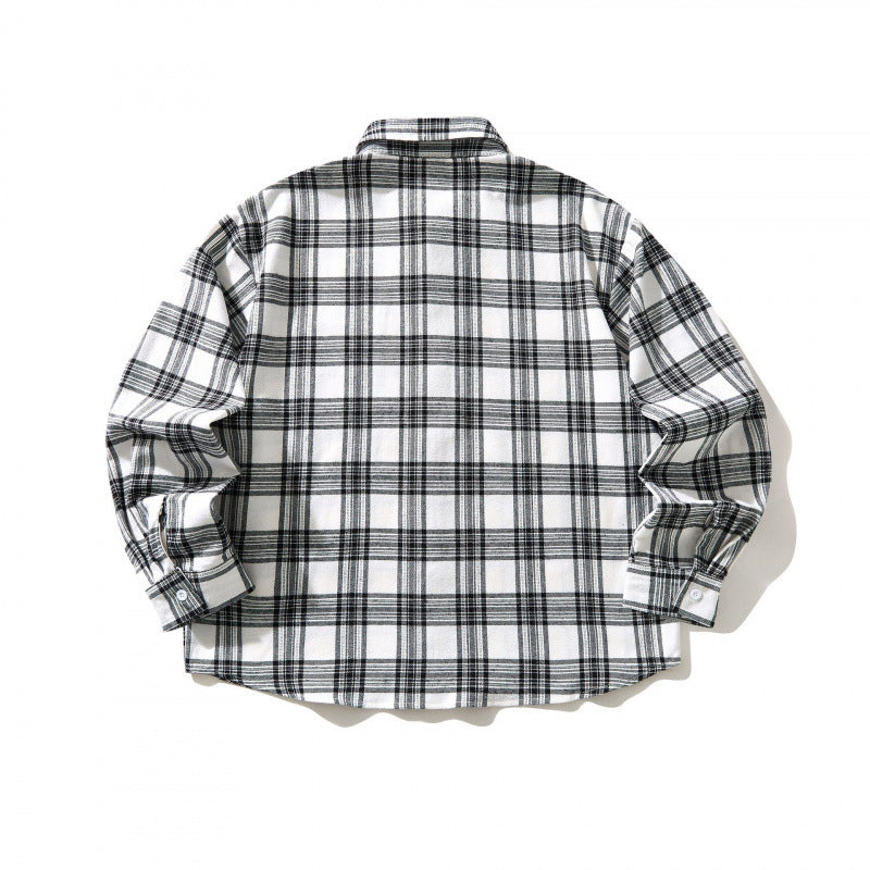 Unisex Oversize kariertes Flanell-Overshirt mit Hemdkragen und Brusttasche Nord Taschen