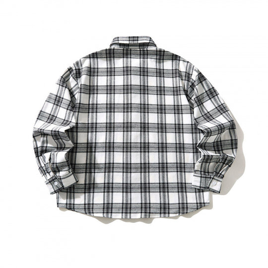 Unisex Oversize kariertes Flanell-Overshirt mit Hemdkragen und Brusttasche Nord Taschen