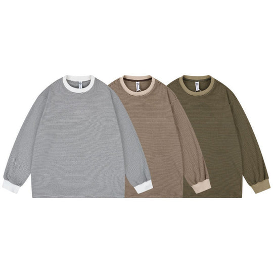 Unisex Weites gestreiftes Longsleeve im Oversize-Schnitt mit Rippbündchen Nord Taschen