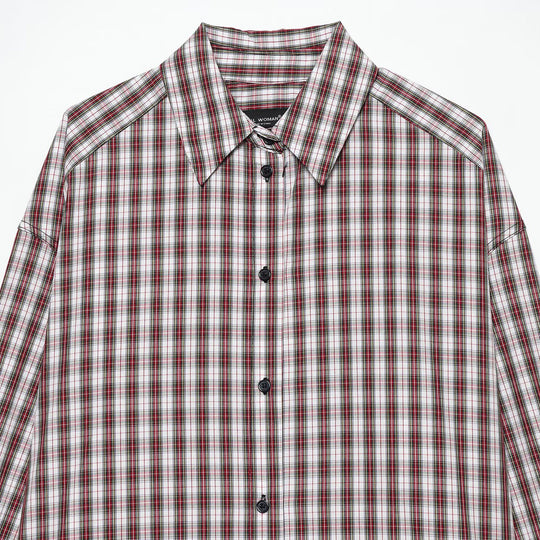 Damen Oversize-Karobluse mit Hemdkragen und abgerundetem Saum Nord Taschen