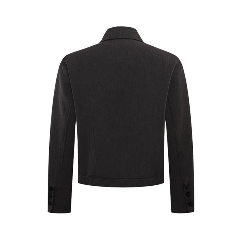 Herren kurzes asymmetrisches Twill-Blouson mit verdeckter Knopfleiste Nord Taschen
