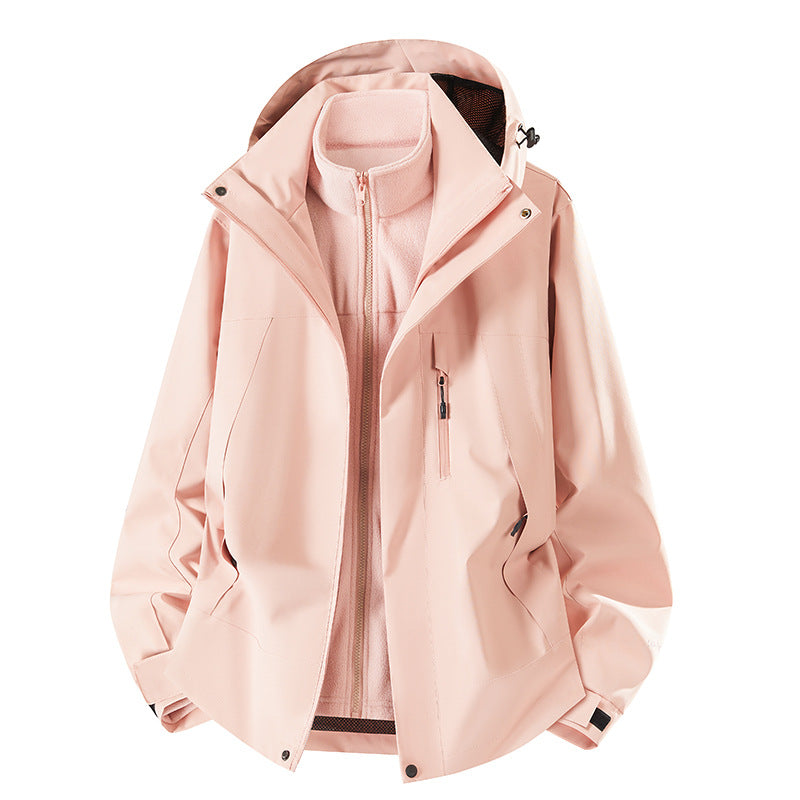 Herren zweiteilige Softshelljacke mit herausnehmbarer Fleece-Innenjacke, verstellbarer Kapuze und wasserabweisender Membran Nord Taschen