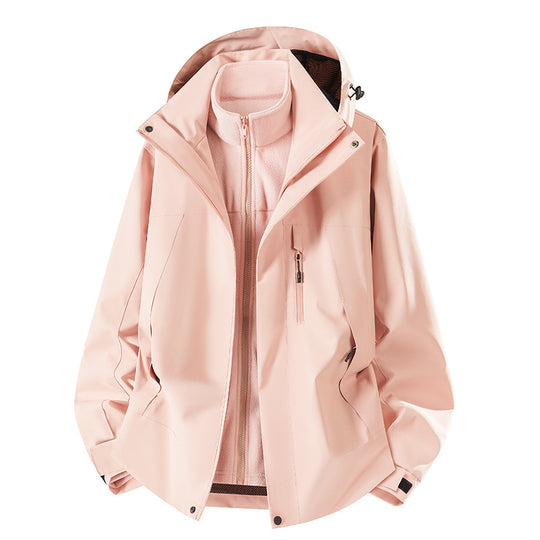 Herren zweiteilige Softshelljacke mit herausnehmbarer Fleece-Innenjacke, verstellbarer Kapuze und wasserabweisender Membran Nord Taschen