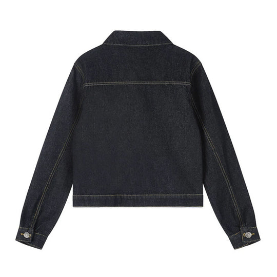 Damen Boxy-Jeansjacke mit aufgesetzten Taschen und sichtbaren Kontrastnähten Nord Taschen