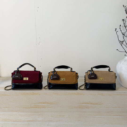 Damen modische Handtasche aus hochwertigem Wildleder mit kontrastierenden Details Nord Taschen