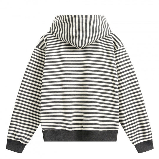 Unisex Gestreifter Oversize-Hoodie aus Baumwoll-Mix mit Rippbündchen Nord Taschen