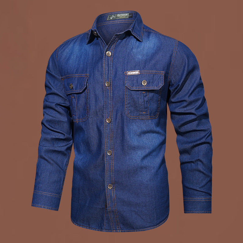 Herren Denim Arbeitshemd Nord Taschen