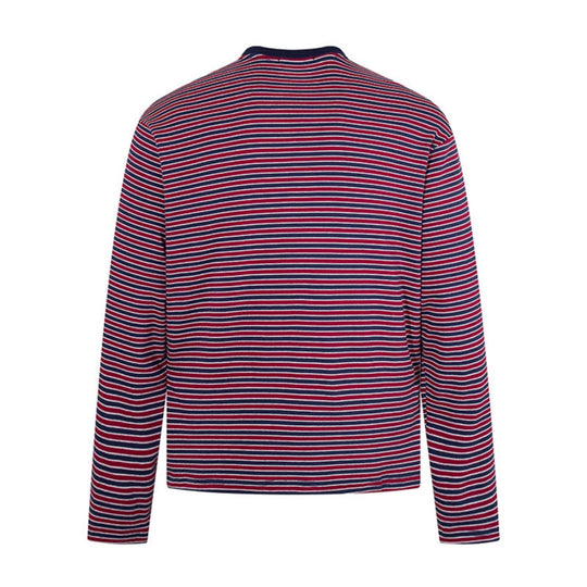 Herren Gestreiftes Langarmshirt aus Baumwollmischung mit Rundhalsausschnitt und Relaxed-Fit Nord Taschen