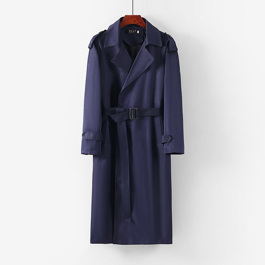 Unisex Langer minimalistischer Trenchcoat mit Gürtel und Schulterklappen Nord Taschen