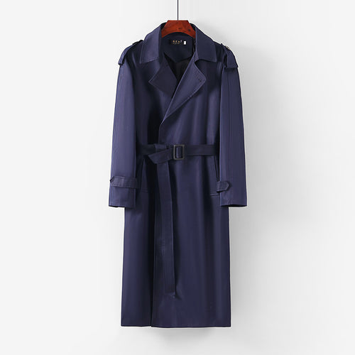 Unisex Langer minimalistischer Trenchcoat mit Gürtel und Schulterklappen Nord Taschen