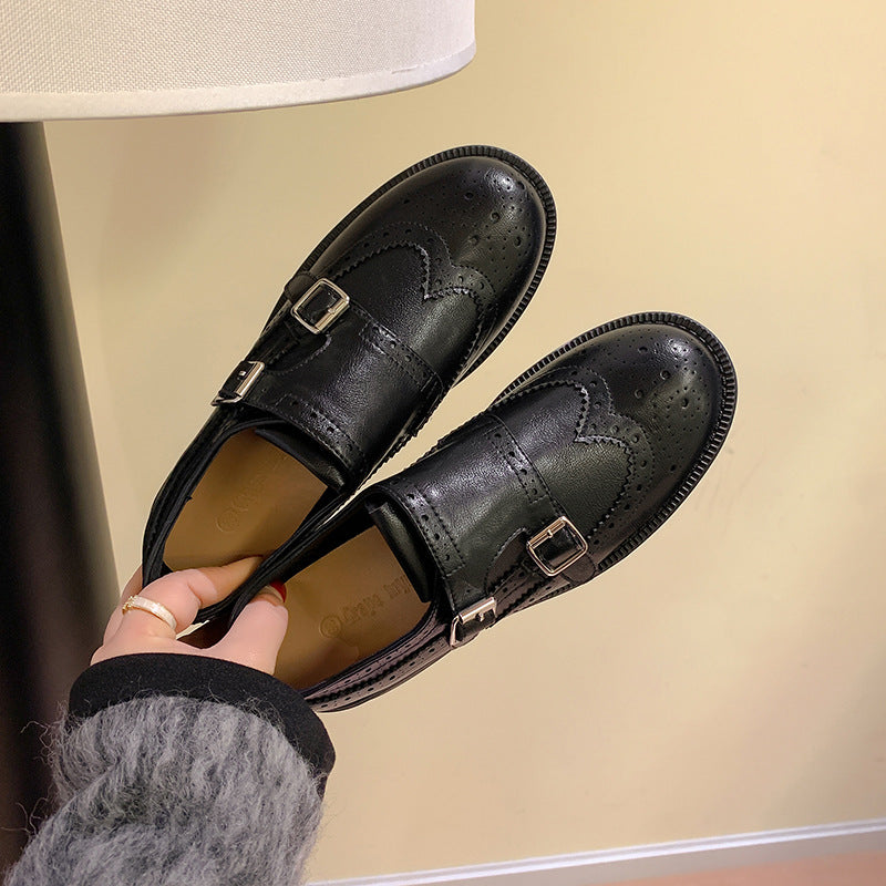 Damen Doppel-Monkstrap-Brogues aus Glattleder mit Brogue-Perforation und Komfortfußbett Nord Taschen