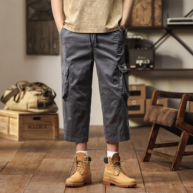 Herren Kurz geschnittene Utility-Cargohose mit Tunnelzugbund, Mehrfach‑Cargotaschen und verkürzter Beinlänge Nord Taschen