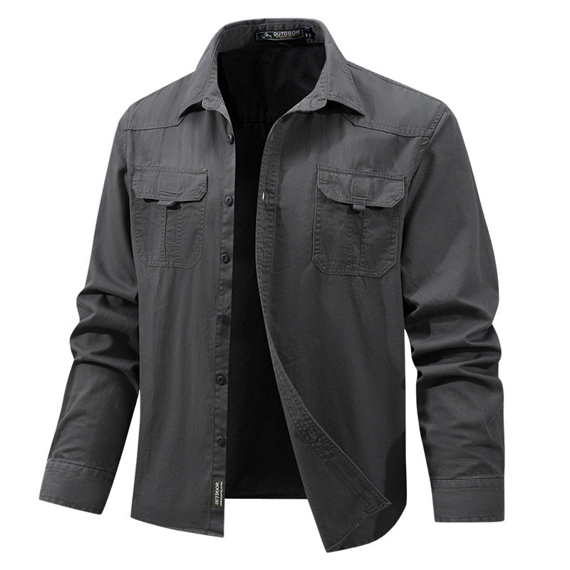 Herren  leichtes Travel-Hemdjacke mit verdeckter Knopfleiste, aufgesetzten Klappbrusttaschen und knitterarmem Baumwoll-Stretch Nord Taschen