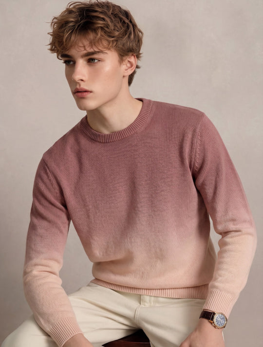 Herren Feinstrick-Pullover mit Dip-Dye-Effekt und Rundhalsausschnitt Nord Taschen