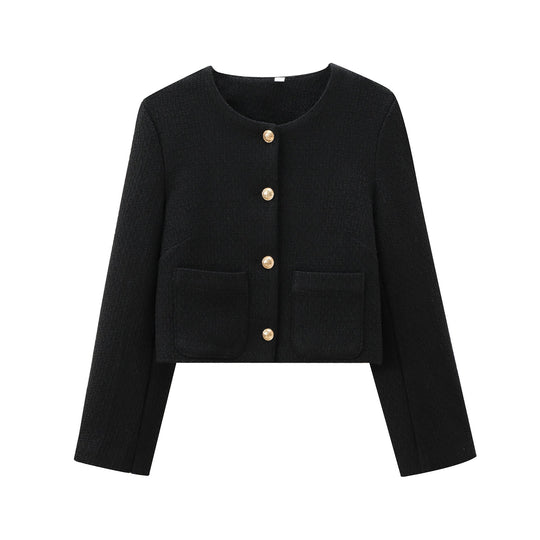 Damen Kurz Geschnittene Designer-Jacke mit Strukturiertem Stoff Avellé