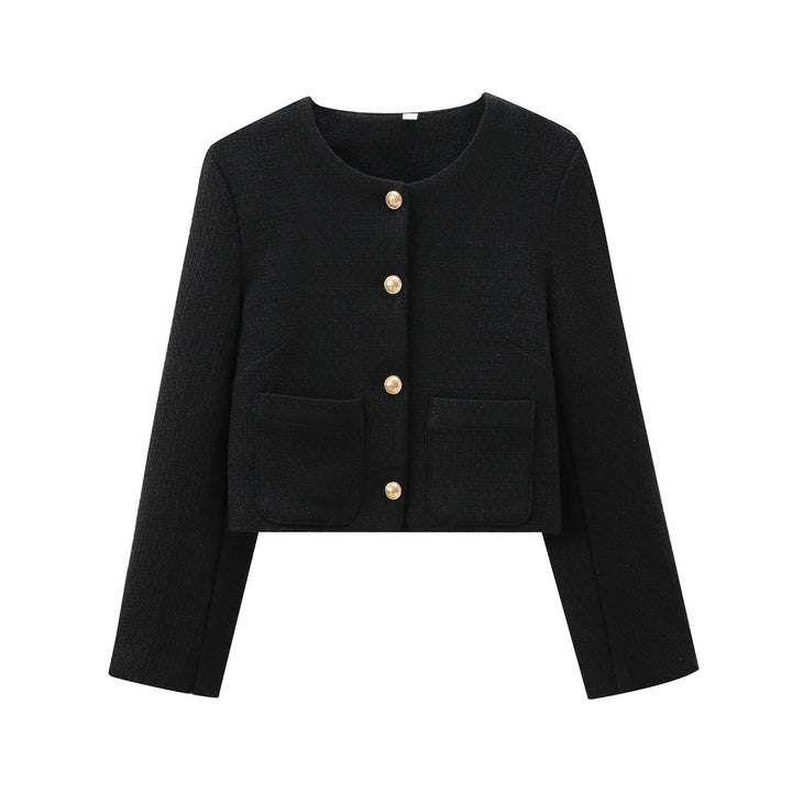 Damen Kurz Geschnittene Designer-Jacke mit Strukturiertem Stoff