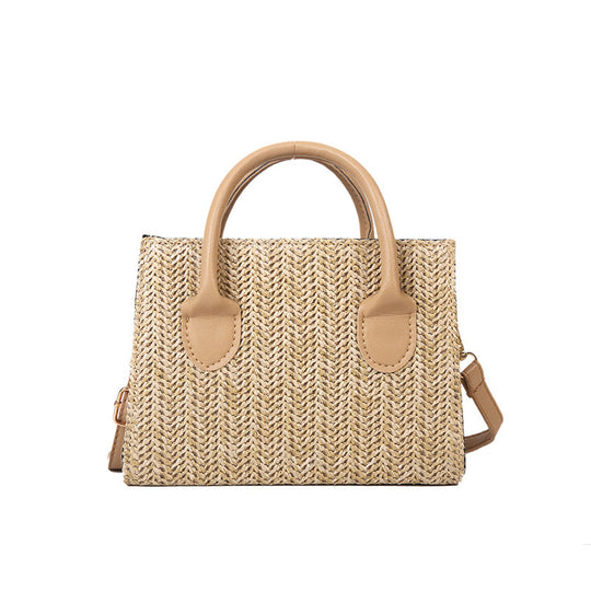 Damen elegante Strohtasche mit Lederakzenten Nord Taschen