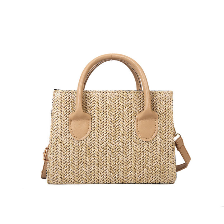 Damen elegante Strohtasche mit Lederakzenten Nord Taschen
