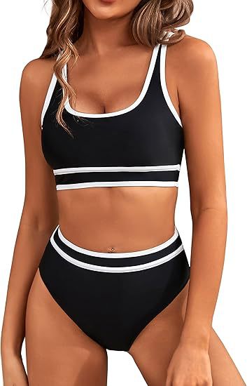 Damen Sportlicher Hochgeschnittener Bikini Nord Taschen