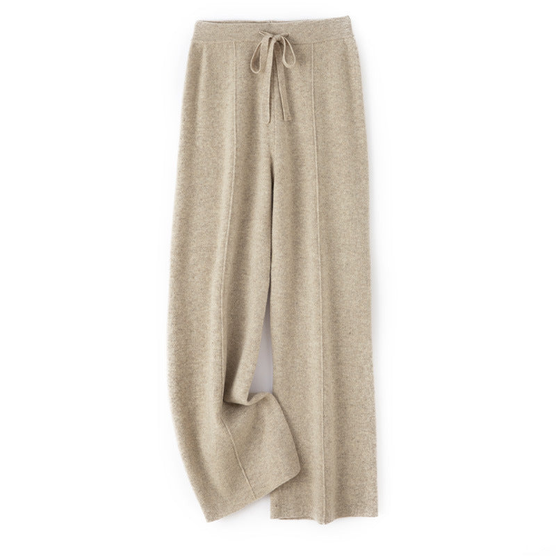 Damen Weiche Strickhose mit weitem Bein, Tunnelzugbund und dekorativer Mittelnaht Nord Taschen