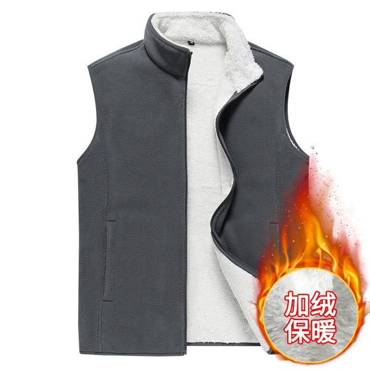 Herren Ärmellose Microfleece‑Weste mit Stehkragen und verdecktem Zweiwege-Reißverschluss Nord Taschen
