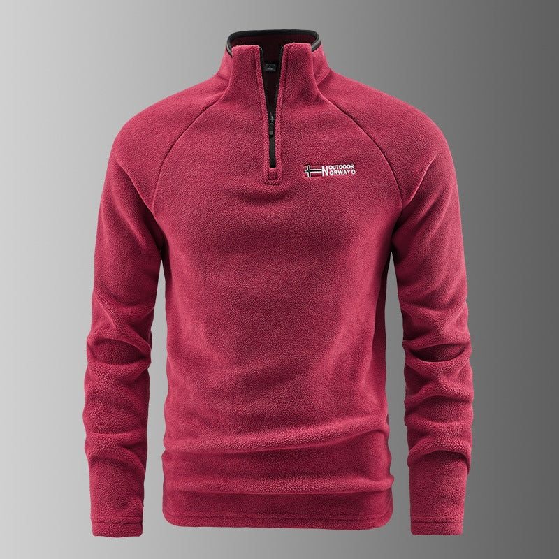 Herren Fleece-Halbzip-Pullover mit stehendem Kragen und atmungsaktivem Thermofleece Nord Taschen