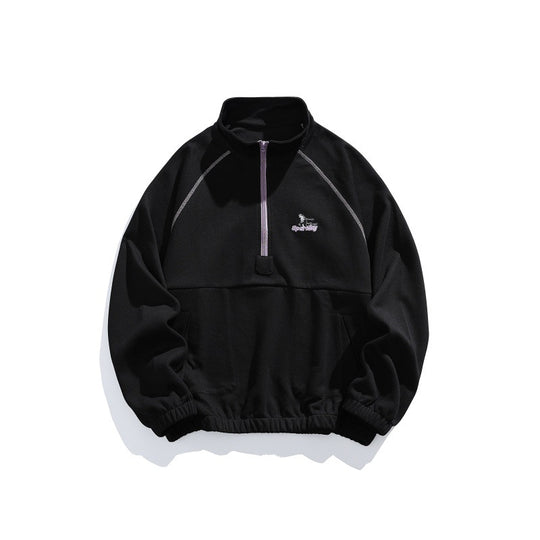 Unisex Oversize-Halbzip-Fleecepullover mit Stehkragen, Raglanärmeln und Kängurutasche Nord Taschen
