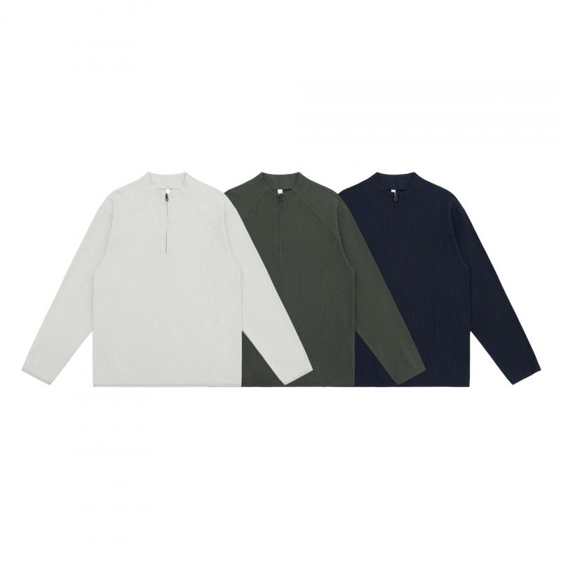 Unisex Waffelstrick-Halbzip-Pullover mit Raglanärmeln Nord Taschen