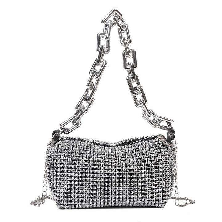 Damen schicke Umhängetasche mit funkelndem Strass und auffällig Kettenakzent Nord Taschen