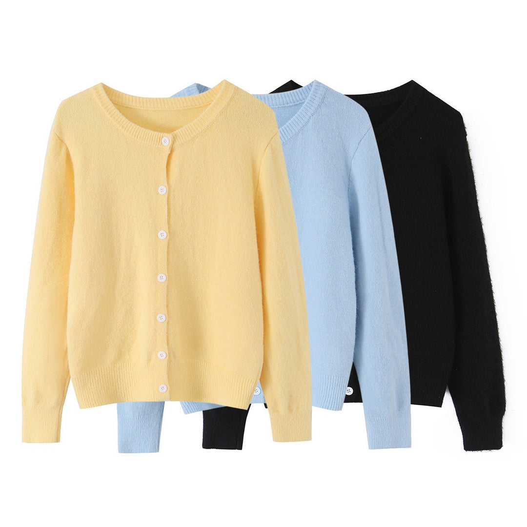 Damen Feinstrick-Cardigan mit Rundhalsausschnitt, durchgehender Knopfleiste und geripptem Saum Nord Taschen