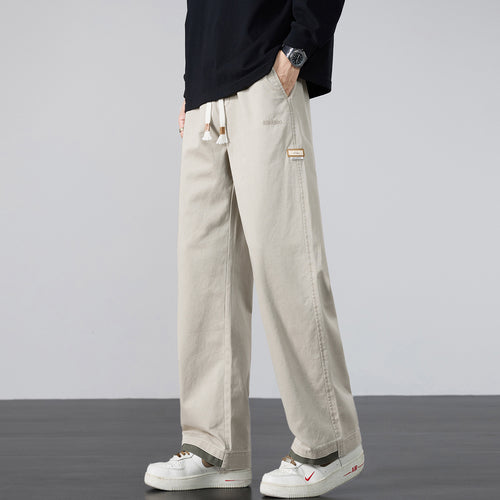 Herren Weite Baumwoll-Canvas-Hose im Wide‑Leg mit Kordelzugbund Nord Taschen